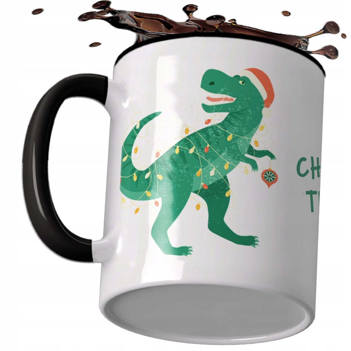 Keramische Mok met Dino & Kerstprint - 330ml
