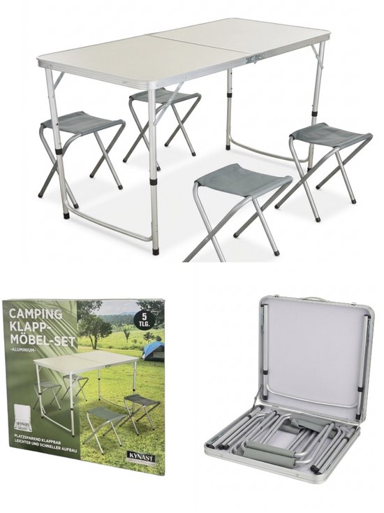 Kynast Camping Klaptafel Set - 5-delig - Aluminium - Tafel met 4 Krukjes van Kynast — afbeelding 5