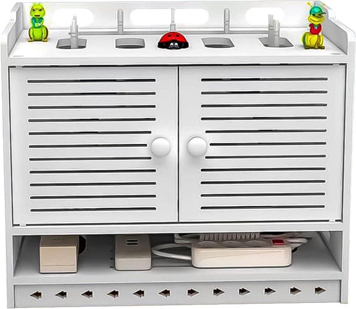 Router Opslagdoos - Kabel Manager - Netwerk Organiseren - Wandmontage Beugel - Universeel - Wit
