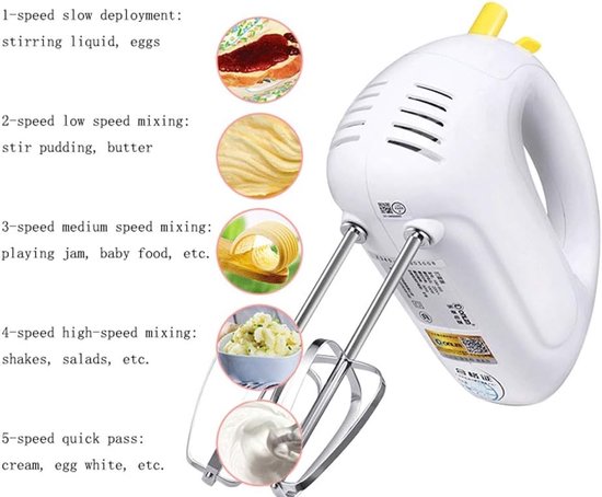 Handmixer Elektrisch - Keukenmixer Klopper - Beslag Maken - 5 Snelheden Krachtig - 150 Watt - Groen — afbeelding 5