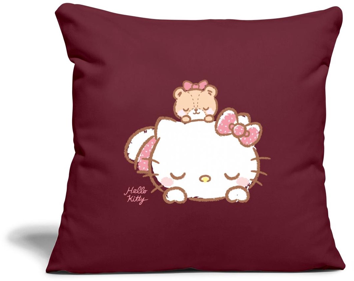 Hello Kitty Met Teddy Op Haar Rug Sierkussenhoes, 45 x 45 cm