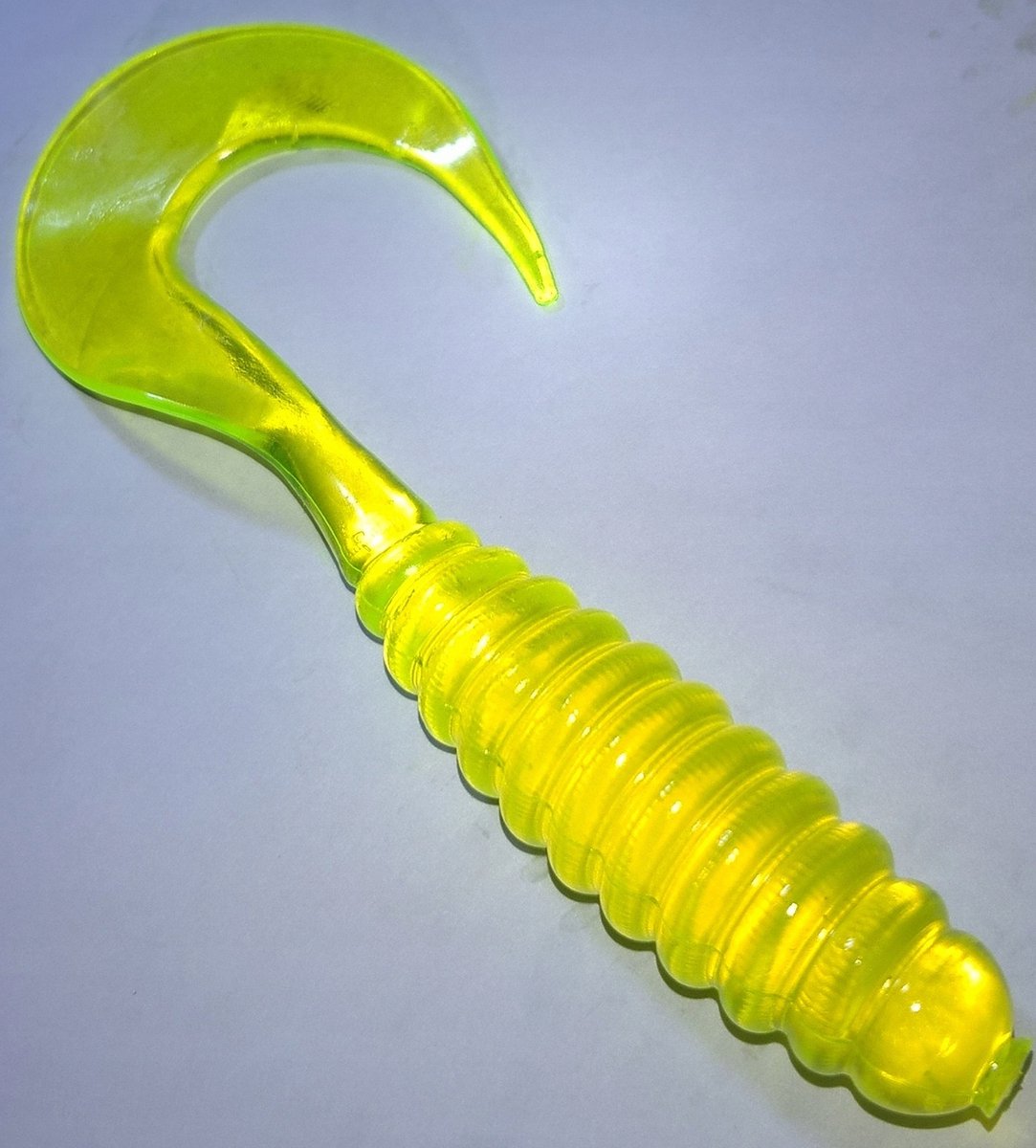 Mann's Twister 7cm - Transparant Geel Fluo Kunstvis Lokaas