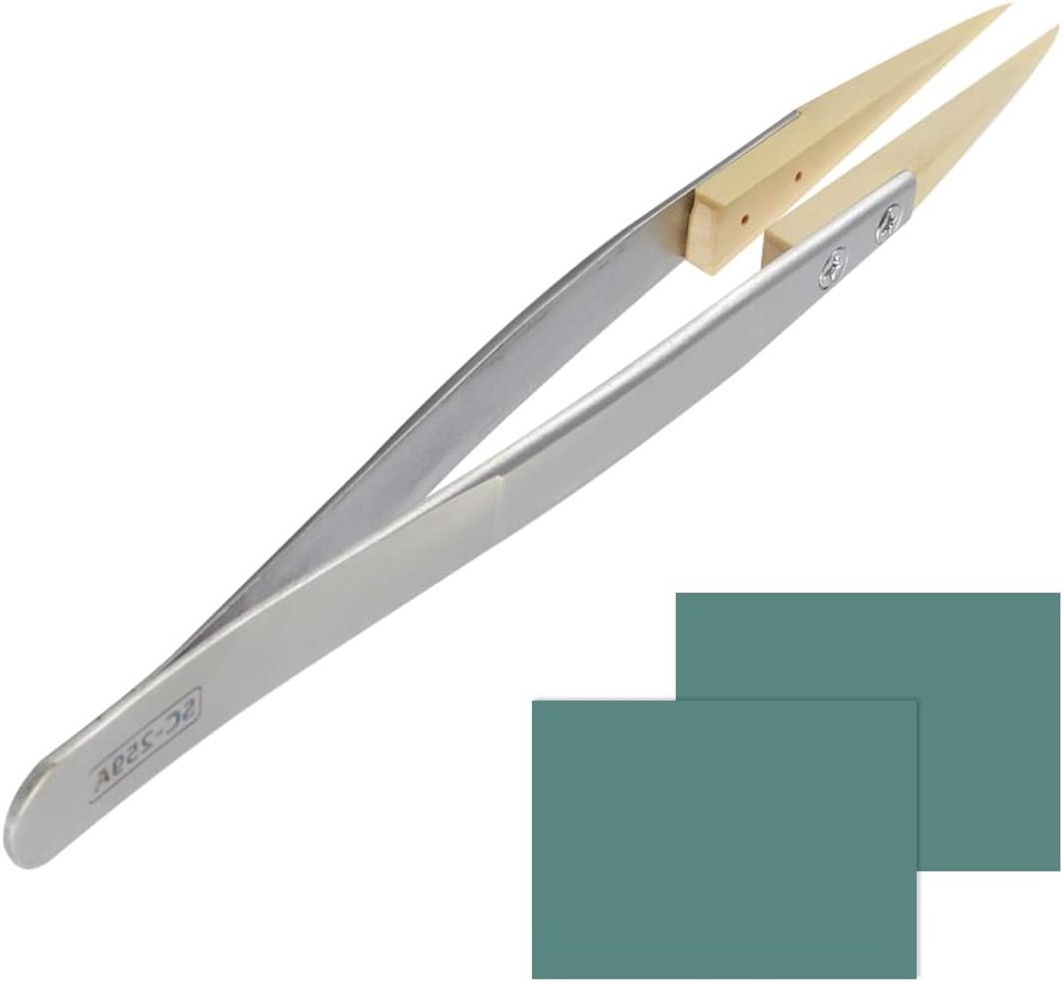 Precisie Pincet - Houtpunt Tool - Elektronica Reparatie - Vergrendelingsmechanisme - 135 mm - Zilver