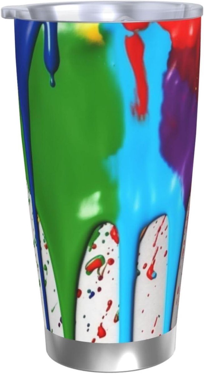 Reismok Roestvrij Staal - Geïsoleerde Mok - Dranken Meenemen - Dubbelwandig Vacuüm Geïsoleerd - 20 Ounces - Verfspat