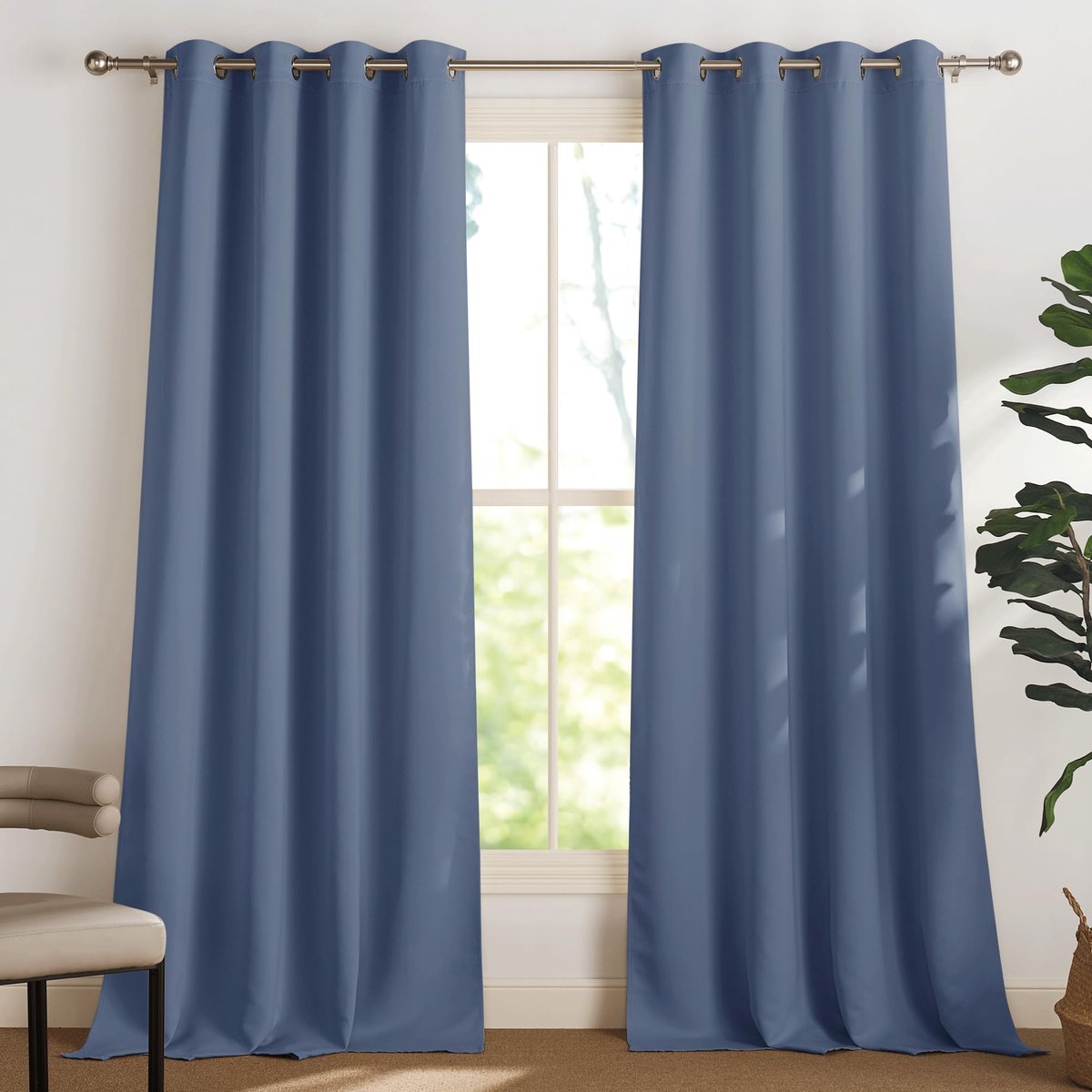 Dailygoods- Verduisterende Gordijnen 50-95% Lichtwerend - Warmte-isolerend - Geschikt voor Woonkamer/Slaapkamer - 2 Panelen - 140B x 240H cm - Nevelblauw