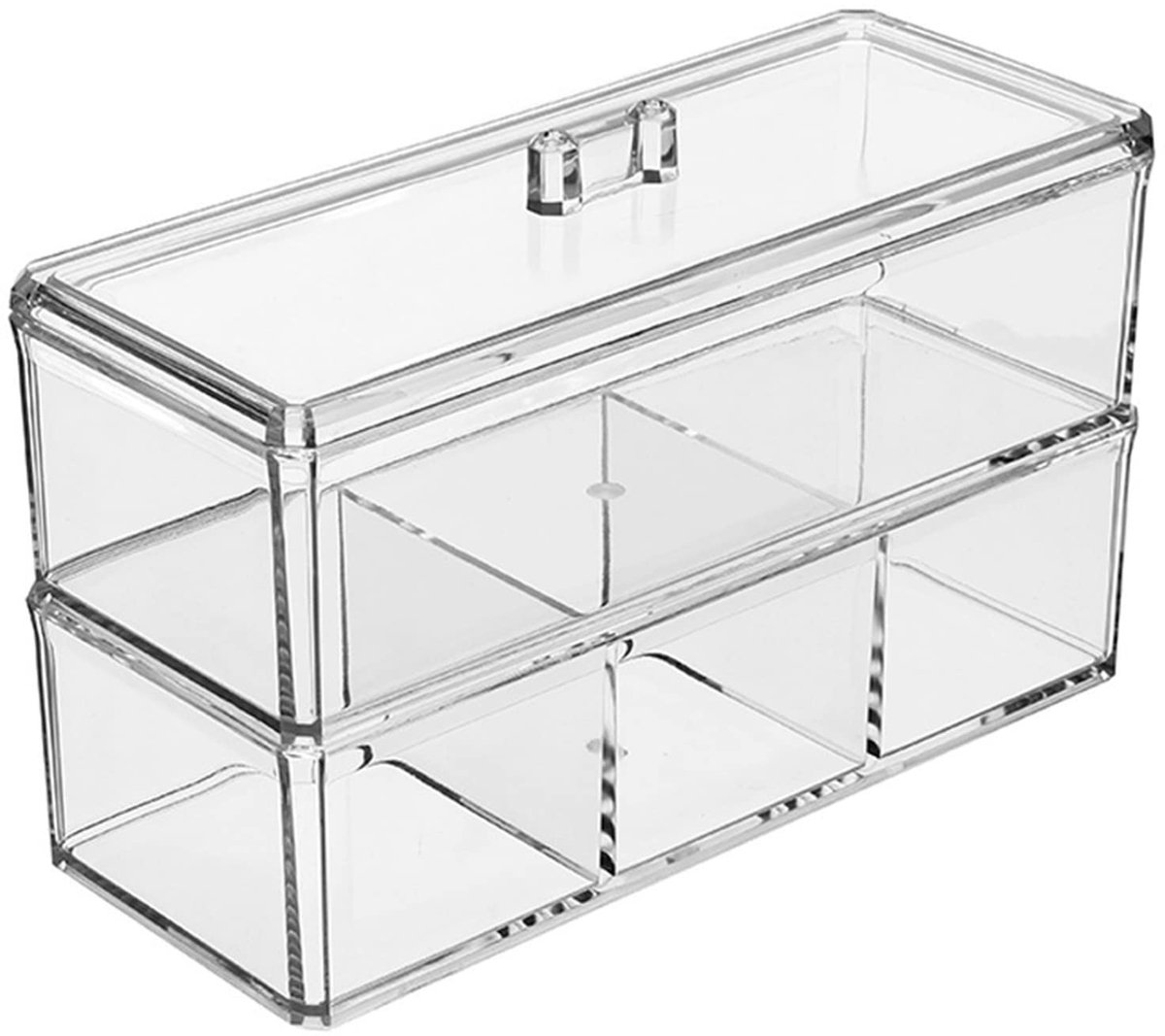 Dailygoods - Dubbellaagse cosmetica-organizerset - Acryl make-up organizer - Stapelbaar en waterdicht - Transparant - Cosmetica opberghouder - Geschik...
