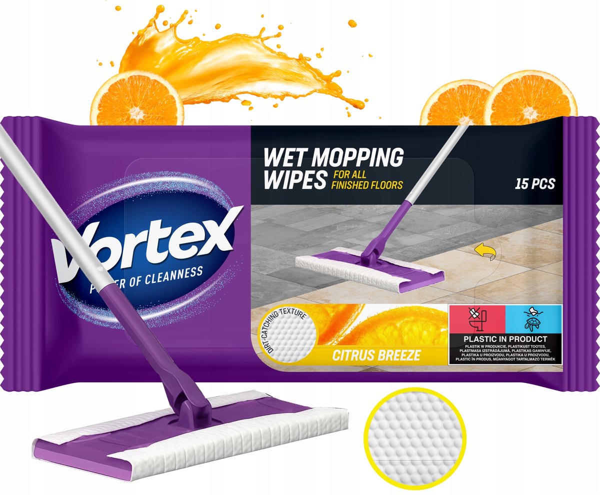 Vortex Natte Doekjes Citrus Breeze - 15 st
