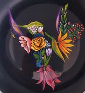 Sierbord handgeschilderd | Kolibrie met bloemen | 27 cm | Atelier Elicita