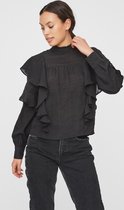 Vero Moda Blouse Vmarisa L/s Frill Blouse Vip 10230745 Black Dames Maat - S