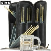 Staza - Lockpick Set met transparant slot - Lock pick gereedschap etui - Oefen slot Lockpick Set tools, ideale cadeau voor beginners en professionalsl