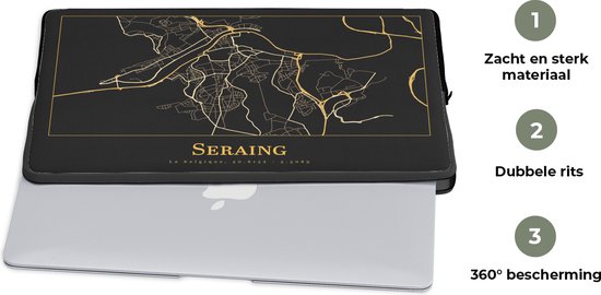 Housse ordinateur 13 pouces - Carte - Seraing - Or - Zwart - Housse ordinateur