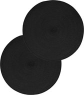 Set van 6x stuks placemats zwart - gevlochten kunststof - 38 cm - Onderleggers