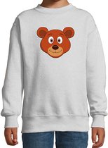 Cartoon beer trui grijs voor jongens en meisjes - Kinderkleding / dieren sweaters kinderen 122/128