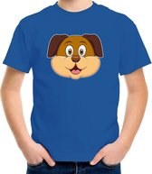 Cartoon hond t-shirt blauw voor jongens en meisjes - Kinderkleding / dieren t-shirts kinderen 110/116