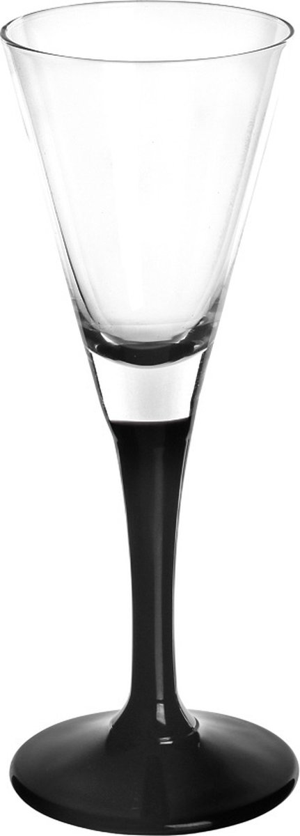 Royal leerdam altom design 4 exclusieve likeur glazen met zwarte onyx voet - 50 ml - Likeur glas - Premium glazen