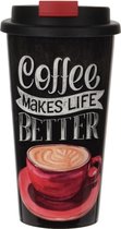 Coffee Makes Life Better, Koffie-to-go beker, vintage stijl, 450 ml, 1 stuks