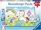 Puzzel 2x24 stukjes Sprookjesachtige eenhoorn