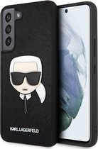 Samsung Galaxy S22 Backcase hoesje - Karl Lagerfeld - Effen Zwart - Kunstleer