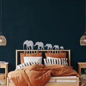 Wanddecoratie | Big Elephant Family decor | Metal - Wall Art | Muurdecoratie | Woonkamer |Zilver| 61x 15cm
