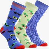 3 paar heren sokken met print - Blauw - Maat 43/46