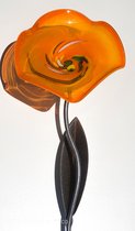 Glass Garden Deco - Tuindecoratie - Handgemaakte glassculptuur - Tuin Bloem Oranje