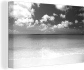 Canvas Schilderij Knip Strand op Curaçao - zwart wit - 30x20 cm - Wanddecoratie