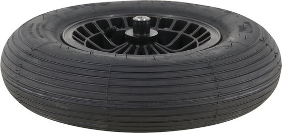 FORT Kruiwagenwiel 400x100mm met 2PLy luchtband, kunststof velg Zwart, aslengte 130 mm en Ø 20mm — afbeelding 2