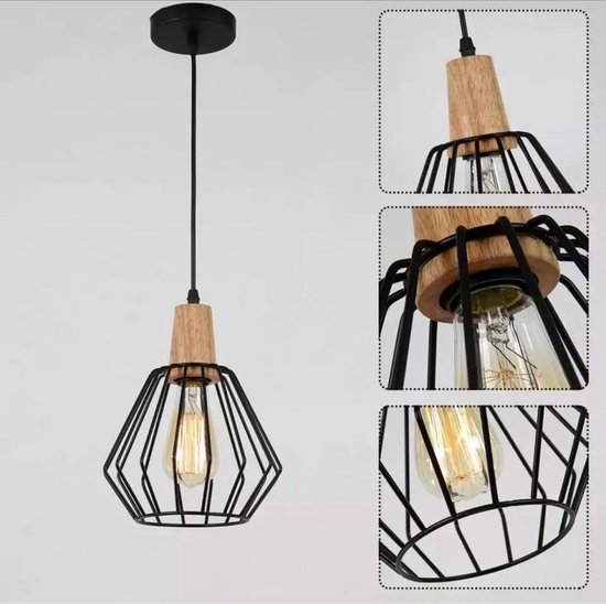 Vintage industriële plafondlamp met metalen kooi ontwerp