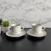 Koffie kopjes marmer design 6 persoons, 12-delige