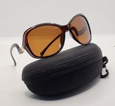 Dames Zonnebril Gepolariseerd - UV400 - bril met brillenkoker / bruine glas - AR7619 C4 Aland optiek