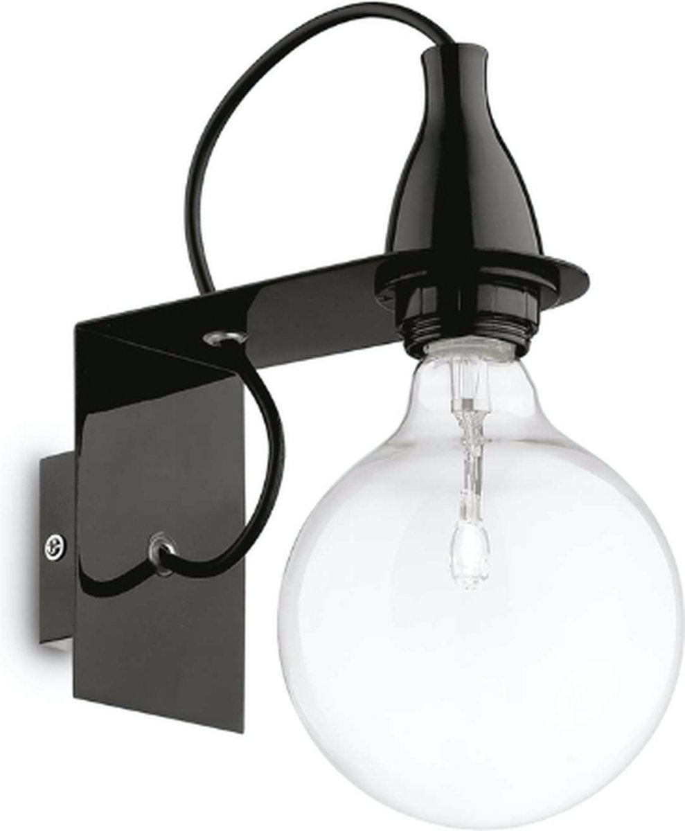 Ideal Lux - Minimal - Wandlamp - Metaal - E27 - Zwart - Voor binnen - Lampen - Woonkamer - Eetkamer - Keuken