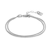 Twice As Nice Armband in zilver, dubbele ketting, gourmet en bolletjes  16 cm+3 cm