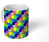 Mok - Koffiemok - Hexagon - Neon - Patronen - Mokken - 350 ML - Beker - Koffiemokken - Theemok