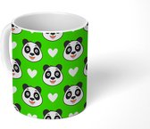 Mok - Koffiemok - Harten - Panda - Patroon - Mokken - 350 ML - Beker - Koffiemokken - Theemok