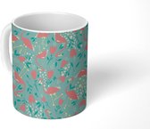 Mok - Koffiemok - Flamingo - Vogel - Jungle - Patroon - Mokken - 350 ML - Beker - Koffiemokken - Theemok