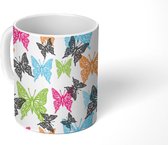 Mok - Koffiemok - Vlinder - Patroon - Vliegen - Mokken - 350 ML - Beker - Koffiemokken - Theemok