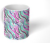 Mok - Koffiemok - Waves - Zee - Neon - Design - Mokken - 350 ML - Beker - Koffiemokken - Theemok