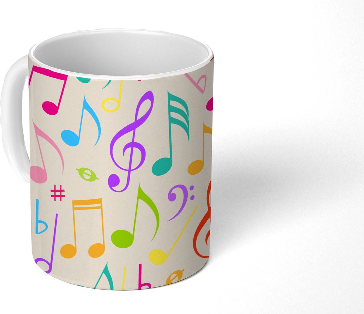 Mok - Koffiemok - Muziek - Patronen - Regenboog - Mokken - 350 ML - Beker - Koffiemokken - Theemok