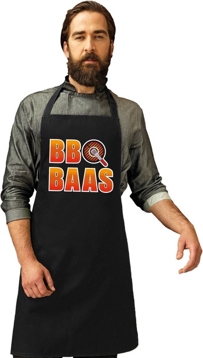Barbecueschort BBQ Baas zwart heren - Barbecue schort