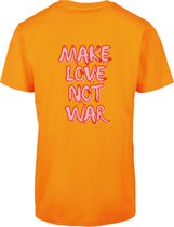 T-shirt oranje S - Make love not war - soBAD.