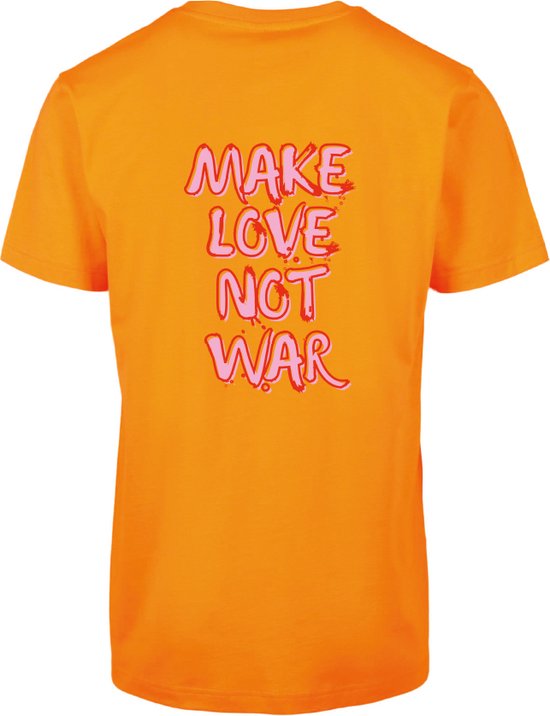T-shirt oranje S - Make love not war - soBAD. | T-shirt unisex | T-shirt mannen | T-shirt vrouwen | Humor | Love