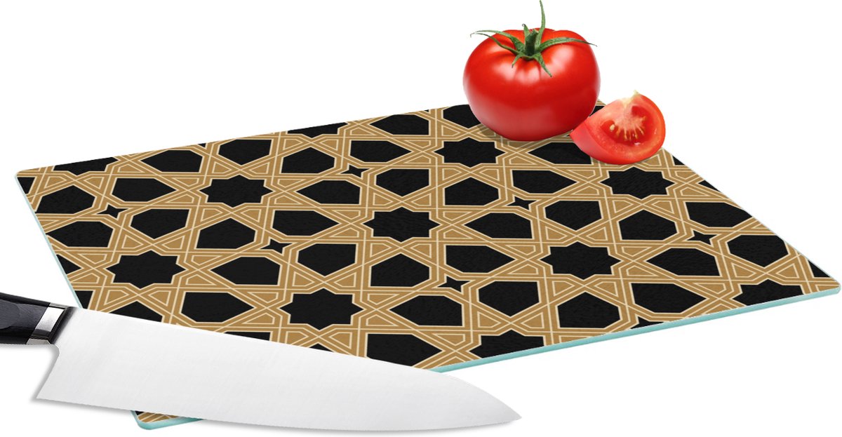Glazen Snijplank - 28x20 - Geometrisch - Patroon - Arabisch - Snijplanken Glas