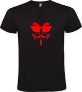 Zwart T shirt met print van " Vendetta " print Rood size L