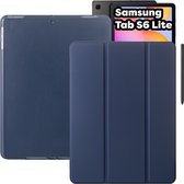 Samsung Tab S6 Lite Hoes - Donker Blauw Smart Folio Cover met Samsung S Pen Vakje - Tab S6 Lite Hoesje Case Cover