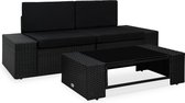 vidaXL 3-delige Loungeset poly rattan zwart