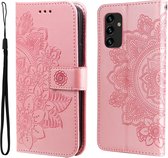 Bloemen Book Case - Samsung Galaxy A13 4G Hoesje - Rose Gold