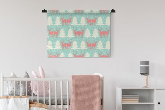 Tapisserie - Tapisserie - Cerf - Motif - Rose - 90x67,5 cm - Tapisserie