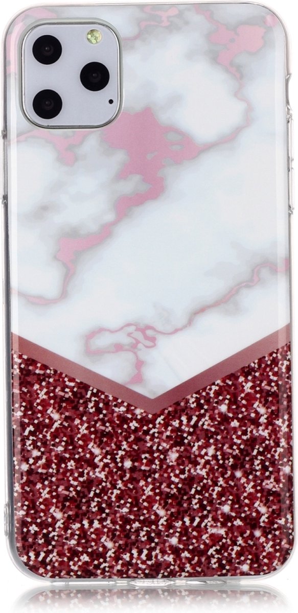 Mobigear Hoesje geschikt voor Apple iPhone 11 Pro Telefoonhoesje Flexibel TPU | Mobigear Marble Backcover | iPhone 11 Pro Case | Back Cover - Wit / Rood