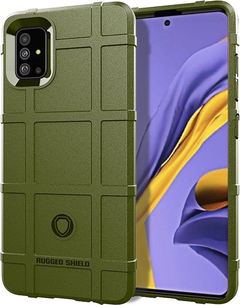 Mobigear Hoesje geschikt voor Samsung Galaxy A51 Telefoonhoesje Flexibel TPU | Mobigear Rugged Shield Backcover Shockproof | Schokbestendig Galaxy A51 Telefoonhoesje | Anti Shock Proof - Groen