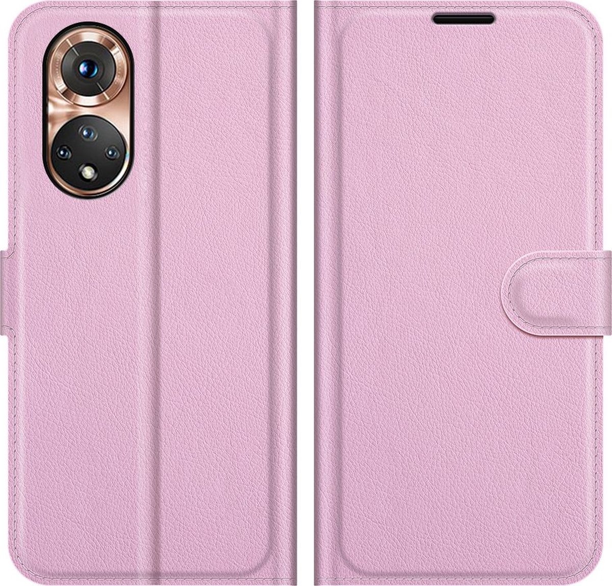 Mobigear Telefoonhoesje geschikt voor HONOR 50 Hoesje | Mobigear Classic Bookcase Portemonnee | Pasjeshouder voor 3 Pasjes | Telefoonhoesje voor Pinpas / OV Kaart / Rijbewijs - Roze